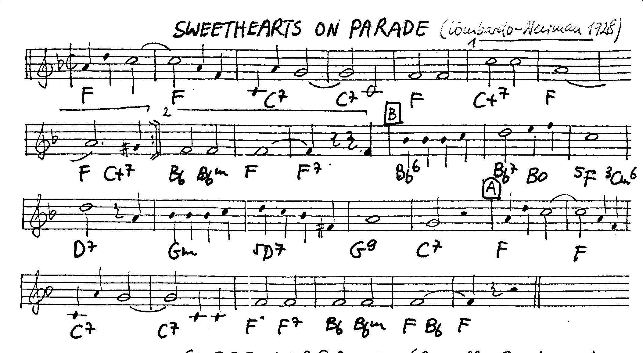 sweethearts on parade leadsheet – book us for your next 20s or gatsby event